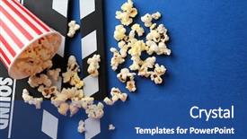 Presentation with clapper - PPT layouts consisting of paper cup with popcorn background and a ocean colored foreground