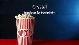  Presentation with popcorn - PPT theme consisting of paper cup with tasty popcorn background and a navy blue colored foreground