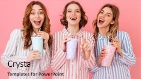  Presentation with paper cups - Colorful slide set enhanced with paper cups during happy sleepover backdrop and a lemonade colored foreground