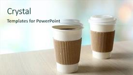  Presentation with paper cups - Amazing slide set having paper cups of coffee on table on bright background backdrop and a cool aqua colored foreground