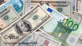  Presentation with european currency - Beautiful theme featuring paper currency background - dollars european backdrop and a  colored foreground