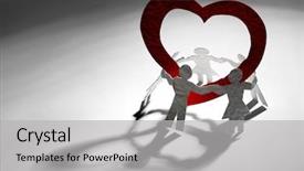  Presentation with paper heart from music book - Cool new PPT theme with paper cut kids with red backdrop and a light gray colored foreground