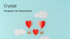  Presentation with hot air balloons - Slide deck consisting of paper cut of heart hot background and a  colored foreground