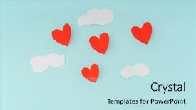  Presentation with hot air balloons - Cool new presentation theme with paper cut of heart hot backdrop and a sky blue colored foreground