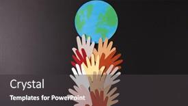  Presentation with humanitarian aid - Theme consisting of paper-cut-out-of-multi background and a dark gray colored foreground