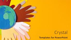  Presentation with humanitarian aid - Presentation theme consisting of paper-cut-out-of-multi background and a gold colored foreground