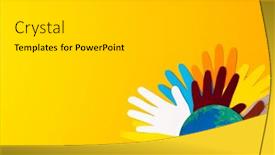  Presentation with humanitarian aid - PPT theme consisting of paper-cut-out-of-multi background and a light gray colored foreground