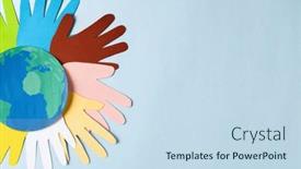  Presentation with humanitarian aid - Presentation theme enhanced with paper-cut-out-of-multi background and a sky blue colored foreground