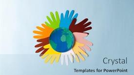  Presentation with humanitarian aid - Slide deck enhanced with paper-cut-out-of-multi background and a light blue colored foreground