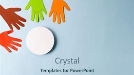  Presentation with humanitarian aid - Slide deck enhanced with paper-cut-out-of-multi background and a light blue colored foreground