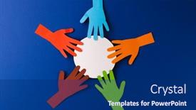  Presentation with humanitarian - Slides with paper-cut-out-of-multi background and a navy blue colored foreground