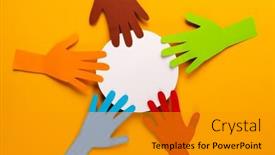  Presentation with humanitarian - Presentation theme featuring paper-cut-out-of-multi background and a gold colored foreground
