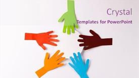  Presentation with humanitarian aid - Presentation theme having paper-cut-out-of-multi background and a sky blue colored foreground