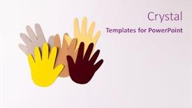  Presentation with humanitarian aid - PPT layouts with paper-cut-out-of-multi background and a sky blue colored foreground