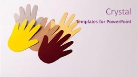  Presentation with humanitarian aid - Slide set featuring paper-cut-out-of-multi background and a sky blue colored foreground