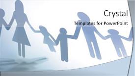  Presentation with doll paper - Presentation design enhanced with paper-doll-family-holding-hands background and a white colored foreground