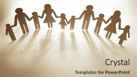  Presentation with doll paper - Colorful presentation design enhanced with paper doll family holding hands backdrop and a soft green colored foreground