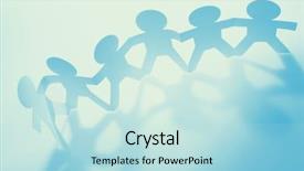  Presentation with doll paper - Audience pleasing PPT layouts consisting of paper doll people holding hands backdrop and a light blue colored foreground