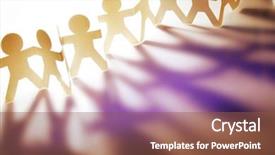  Presentation with doll paper - Presentation theme consisting of paper doll people holding hands background and a tawny brown colored foreground