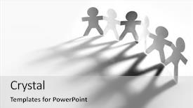  Presentation with doll paper - Audience pleasing PPT theme consisting of paper doll people holding hands backdrop and a  colored foreground