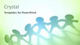  Presentation with doll paper - Presentation theme with paper doll people holding hands background and a cool aqua colored foreground