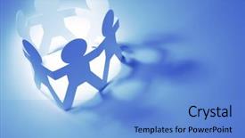  Presentation with doll paper - Presentation theme consisting of paper doll people holding hands background and a light blue colored foreground