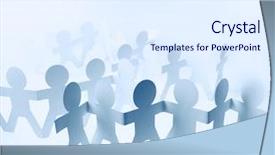  Presentation with doll paper - PPT theme with paper doll people holding hands background and a sky blue colored foreground