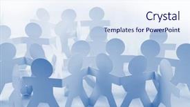  Presentation with doll paper - Slides enhanced with paper doll people holding hands background and a sky blue colored foreground