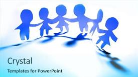  Presentation with doll paper - Slide set consisting of paper doll people holding hands background and a cool aqua colored foreground