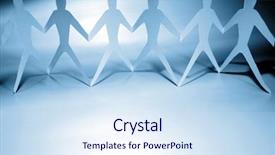  Presentation with doll paper - Amazing PPT theme having paper doll people holding hands backdrop and a sky blue colored foreground