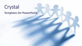  Presentation with paper line - Audience pleasing slide deck consisting of paper doll people holding hands backdrop and a sky blue colored foreground