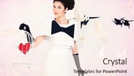  Presentation with birdcage - Presentation design enhanced with paper dress holding birdcage background and a cream colored foreground