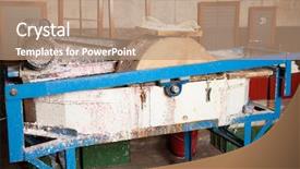  Presentation with pulp paper industry - Beautiful slide set featuring paper drying machine in factory backdrop and a coral colored foreground