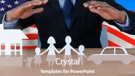  Presentation with american flag - Audience pleasing presentation theme consisting of paper family against american flag backdrop and a coral colored foreground