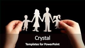  Presentation with black child - Slide deck with paper family in child hands background and a  colored foreground