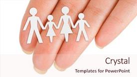  Presentation with family - Slides with paper family in hand isolated background and a lemonade colored foreground