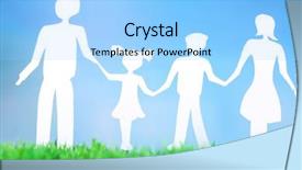  Presentation with light green - PPT theme featuring father field concept friendly - paper family on green grass background and a light blue colored foreground