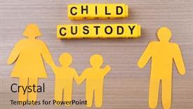  Presentation with child custody - PPT layouts with paper family on wooden table background and a yellow colored foreground