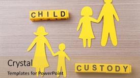  Presentation with child custody - Amazing theme having paper family on wooden table backdrop and a yellow colored foreground