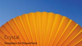  Presentation with clear - PPT layouts with paper-fan-on-clear-sky background and a gold colored foreground