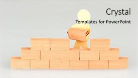  Presentation with building - Audience pleasing slides consisting of paper figure building a wall backdrop and a light gray colored foreground