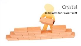  Presentation with building - Theme enhanced with paper figure building a wall with isolated on white background and a white colored foreground