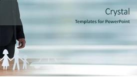  Presentation with digital car - PPT theme with paper figures as family background and a light blue colored foreground