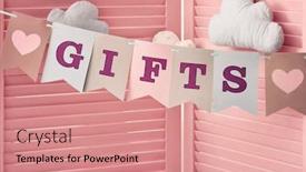  Presentation with gifts - Slides consisting of paper-flags-with-word-gifts background and a coral colored foreground