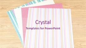  Presentation with scrapbooking - Audience pleasing presentation design consisting of paper for scrapbooking on wooden backdrop and a sky blue colored foreground