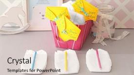  Presentation with baby diapers - Amazing PPT theme having paper games - diapers for game on table backdrop and a lemonade colored foreground