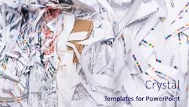  Presentation with recycling paper - Colorful slide set enhanced with paper-garbage-background-of-cut backdrop and a sky blue colored foreground