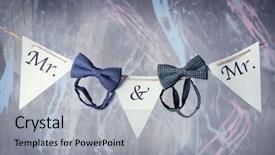  Presentation with marriage - Theme consisting of paper garland and bow ties background and a light gray colored foreground