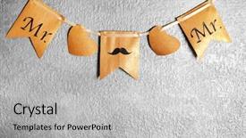  Presentation with marriage - PPT theme featuring paper garland on grey textured background and a light gray colored foreground