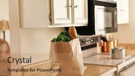  Presentation with grocery bag - Slide set featuring paper grocery bag of freshly background and a coral colored foreground